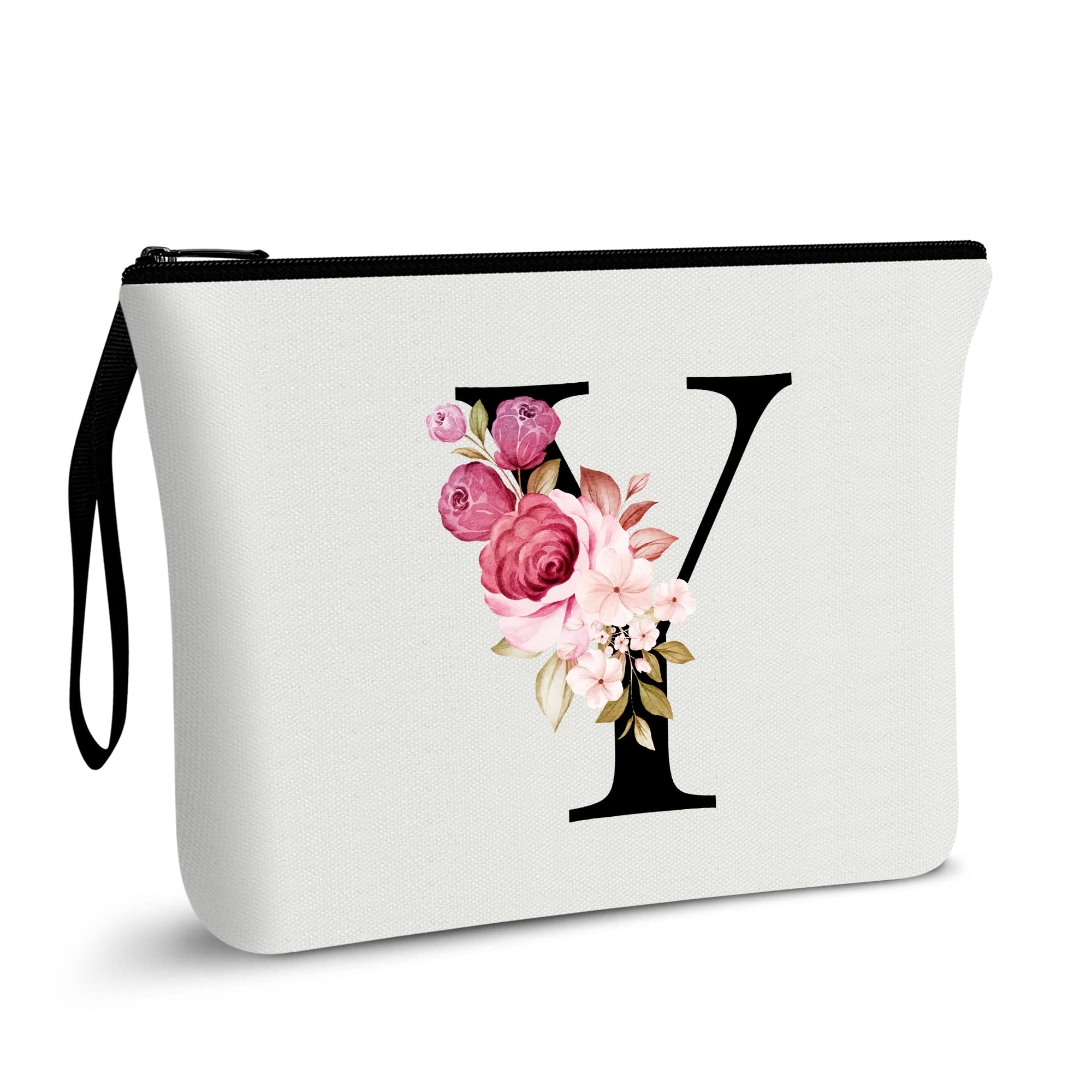 A-Z Personalized Makeup Bag,Birthday Gifts for Women Mom,Gifts for Best Friend,Bride Bridesmaid Cosmetic Bag(Y)
