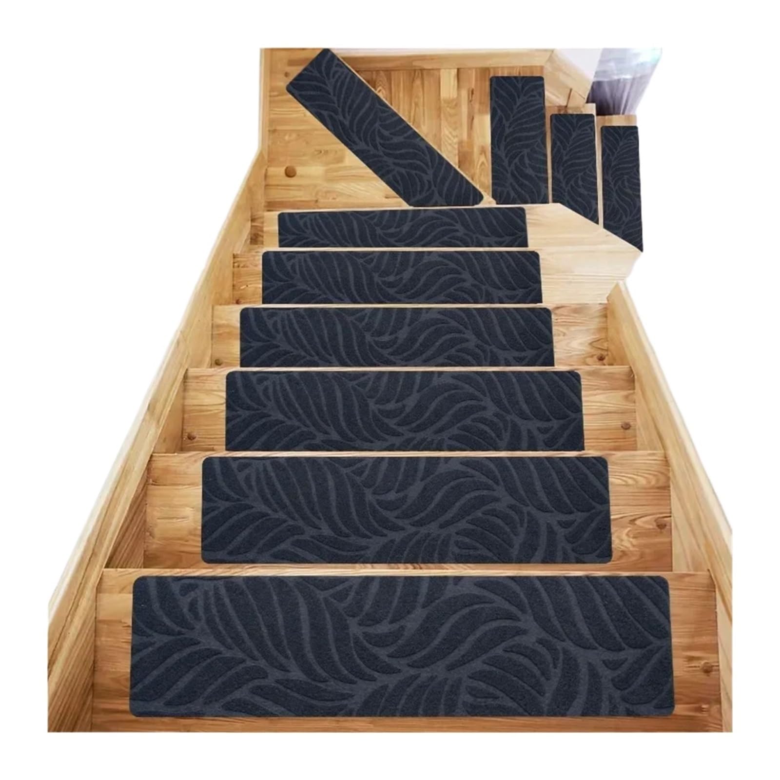 MFWHEFJ Stair Treads 15pcs Soft Self-adhesive Stair Tread Mat Stair Carpet Super Absorbent Non-slip Protective Mat(Grey 2)