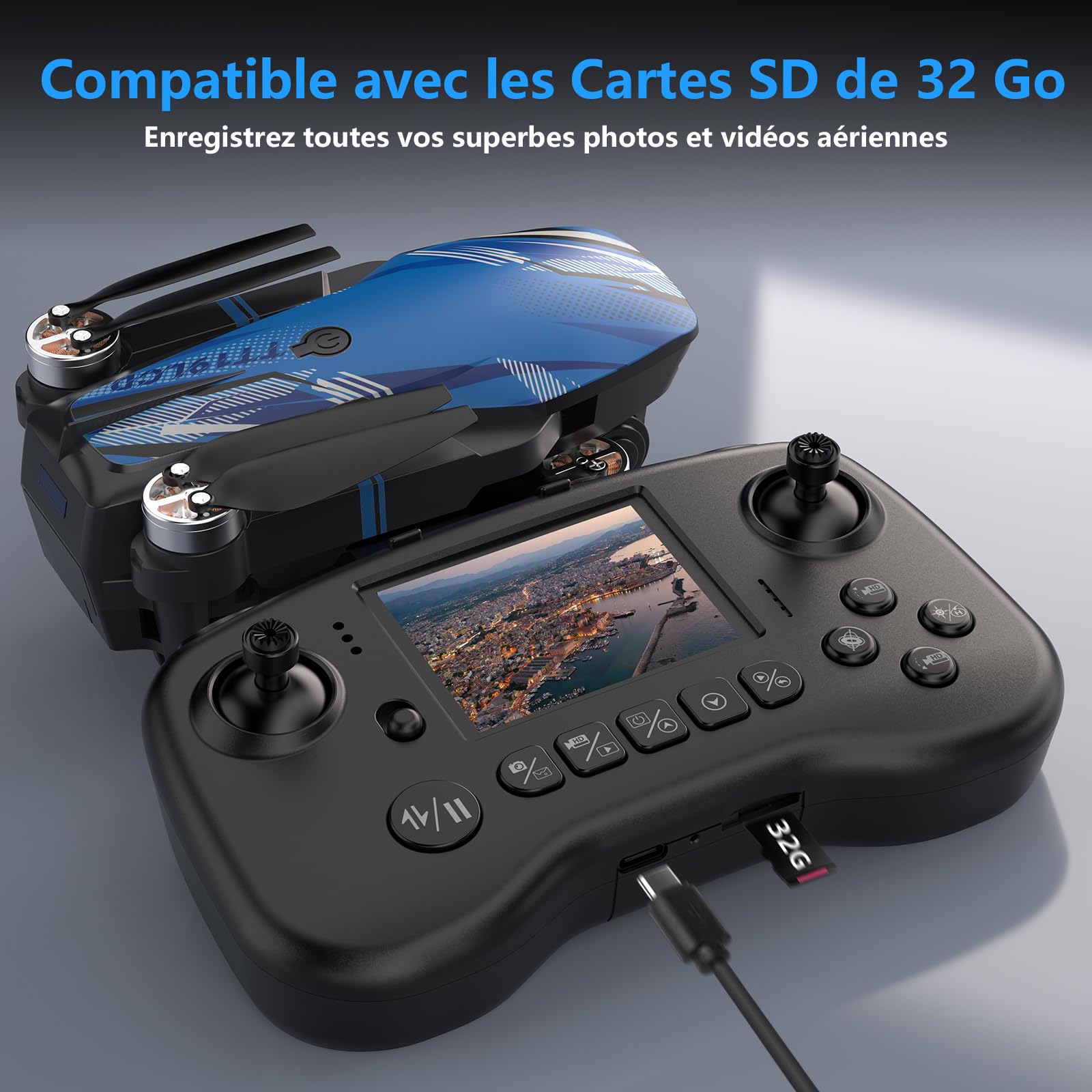 Drone avec Caméra pour Adultes 4K, Écran LCD Télécommande FPV Vidéo Mini Drone Moteur Brushless, Évitement d'obstacles à 270° Figures 3D, RC Quadricoptère Pliable pour Débutants Carte SD jusqu’à 32 Go