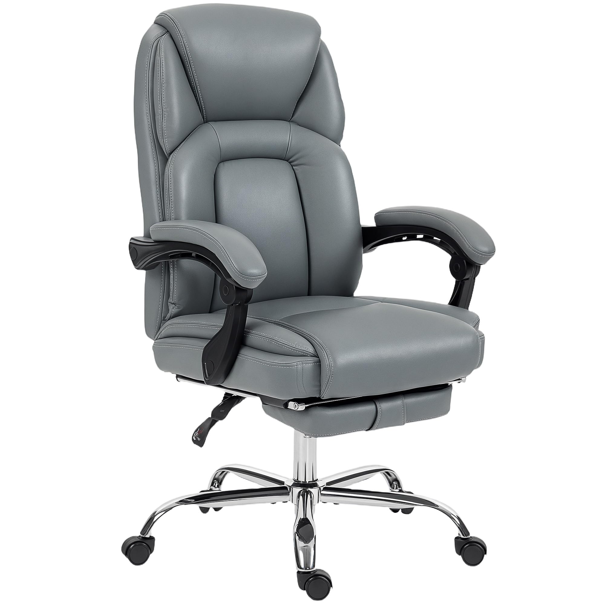 Homcom Unisex Grey Office Chair, Computer Desk Chair With Spring Cushion In