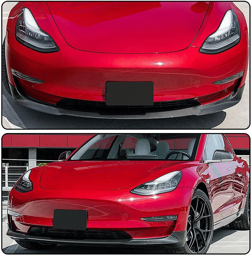 MCARCAR KIT Carbon Fiber Front Bumper Lip Fits for Tesla Model 3 Sedan 2016-2022 Chin Spoiler Splitter Protector Add-on Factory Outlet (Style A, Carbon Fiber)