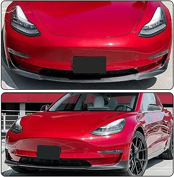 Carbon Fiber Front Bumper Lip Fits for Tesla Model 3 Sedan 2016-2022 Chin Spoiler Splitter Protector Add-on Factory Outlet (Style A, Carbon Fiber)