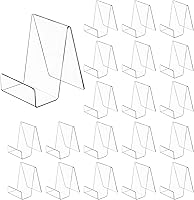 SHENLIU 20 Pack 3x4 Inch Clear Acrylic Book Stands - Stable Easel Holders for Books, Albums, Photos, Tablets & Crafts