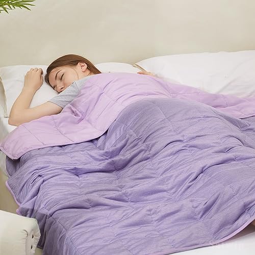 Miniatura 5 de Satwip Manta con peso refrescante de 12 libras, manta de cama tamaño individual para personas que duermen con calor y arena suave y transpirable, 48