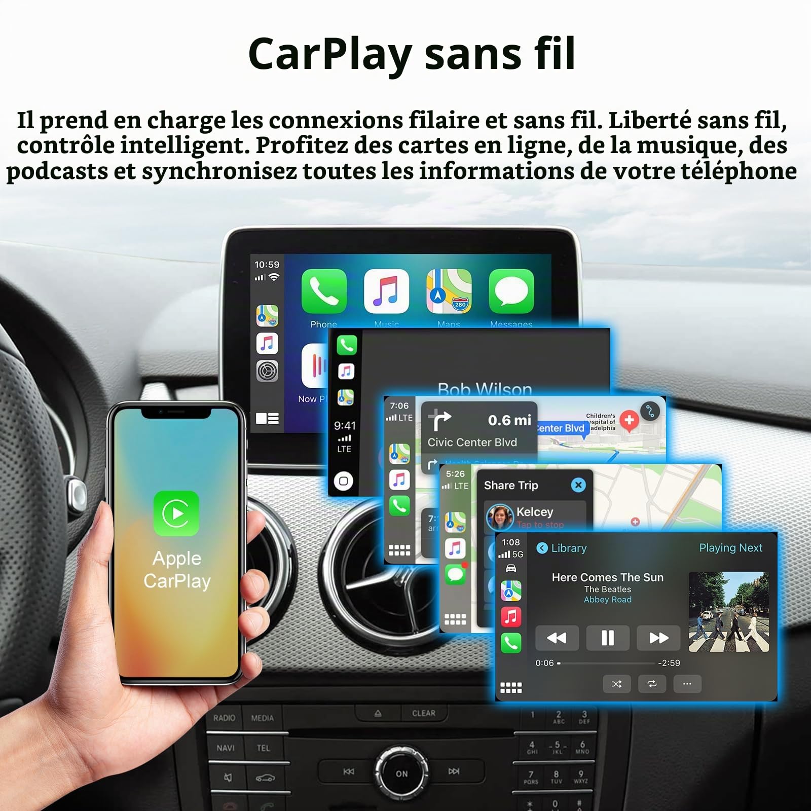 Kit rétrofit Décodeur Carplay sans Fil & Android Auto pour Mercedes Benz