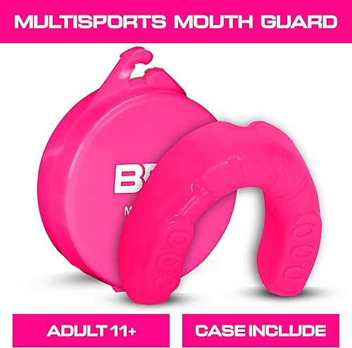 Miniatura 8 de BFS IMPEX Protector bucal deportivo para adultos, mejor para dientes, MMA con funda para boxeo, karate, rugby, fútbol (rosa)