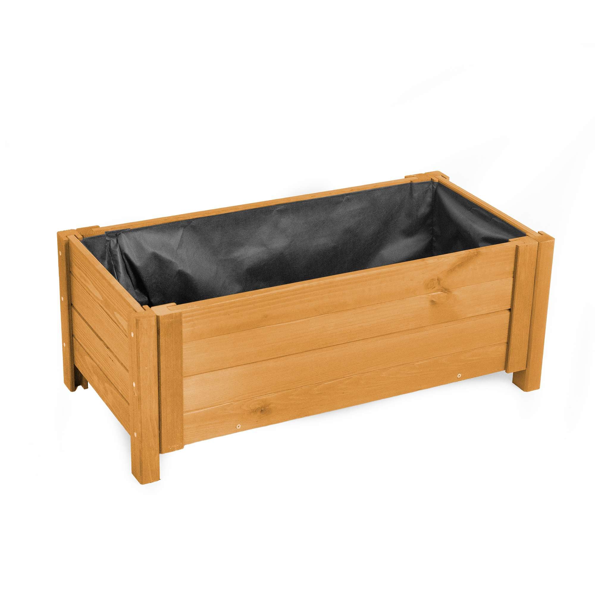 BOGATECO Macetero Jardín Madera para Exteriores | 38 x 80 cm | Terraza Balcón | Caja Cuadrada | Construcción Robusta y Impregnado | Llega ensamblado | con Agro-Textil | Roble Marrón