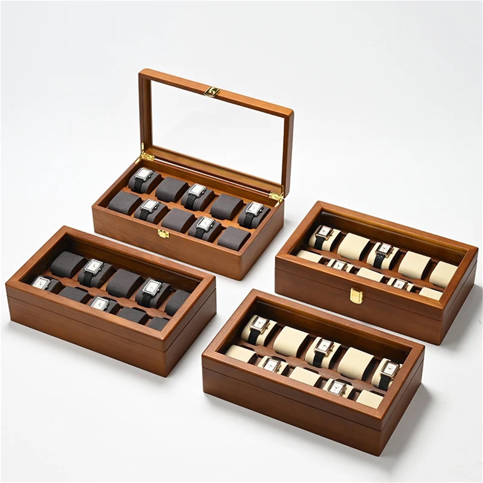 Portaorologi in Legno Massello Organizzatore di gioielli in legno con scatola for orologi a 10 scomparti