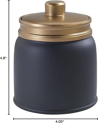 Miniatura 5 de Avanti Linens - Tarro cubierto, artículos esenciales para el baño de invitados, decoración moderna para el hogar (colección Memphis), negro