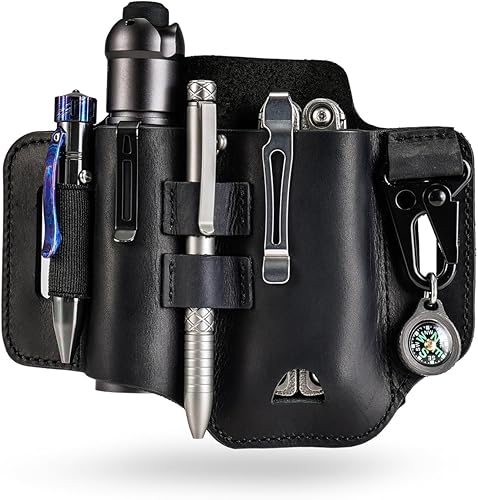 Miniatura 1 de Funda multiherramienta de cuero ST2, organizador de cinturón de cuero EDC, organizador EDC para herramientas Leatherman, linterna, bolígrafo y clip