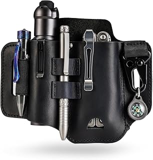 Sayram ST1 Leather Multitool Sheath, EDC Belt Organizer with Keychain Clip | For Leatherman Tools, Flashlight, Pen, and Keychain Clip, Durable and Stylish, Great for Work and Daily Use, Ideal Gift