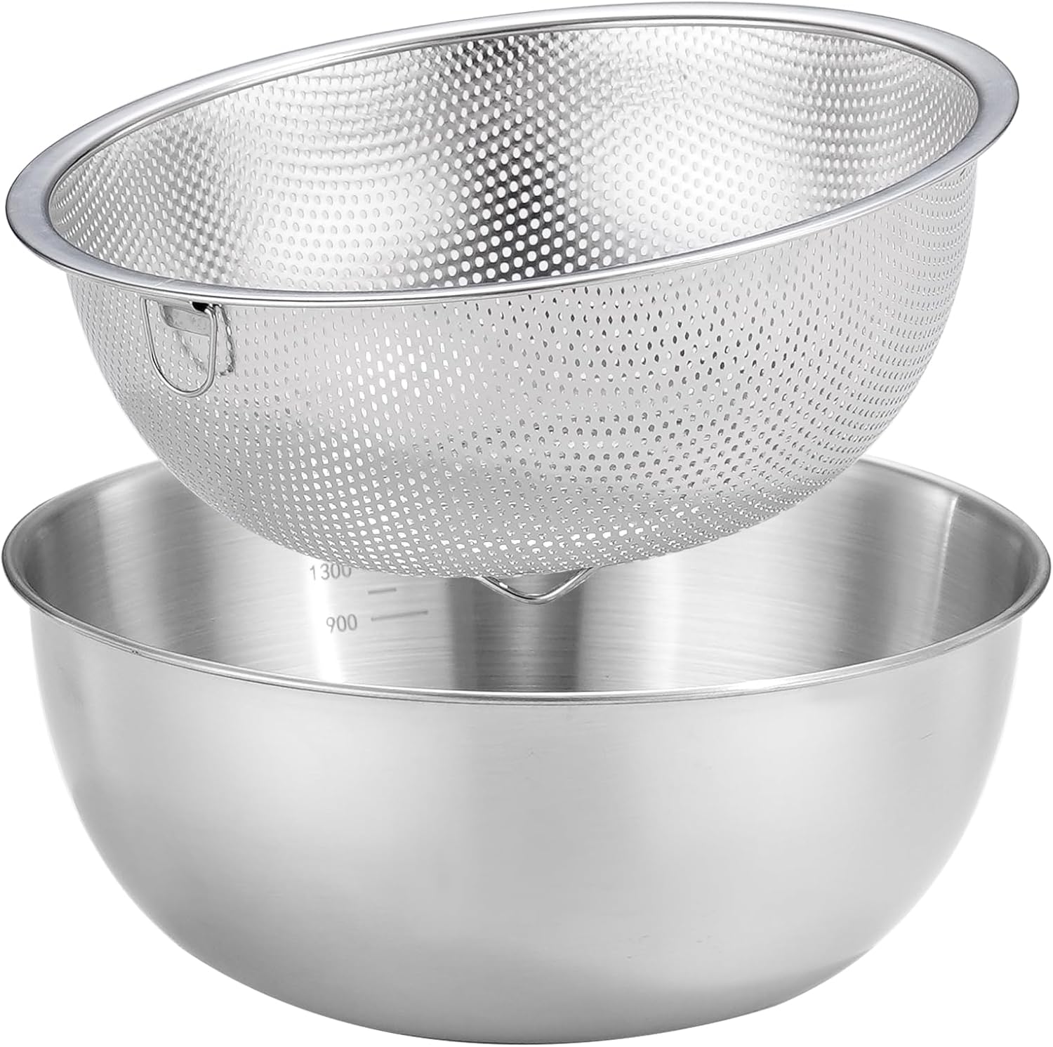 POPGRADE Stainless Steel Rice Washer Strainer Bowl Set