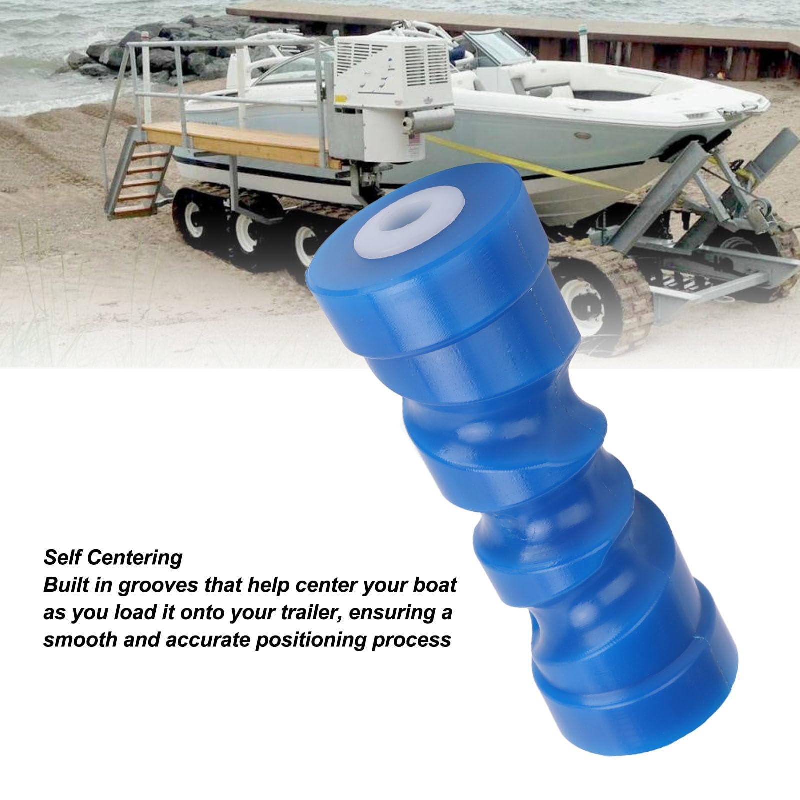 Pomya 8 Inch Self Centering Keel Roller Bow Stop, Heavy Duty PU Roller Bow Stop fits 5/8 inch Shaft for Boat Trailer Yacht