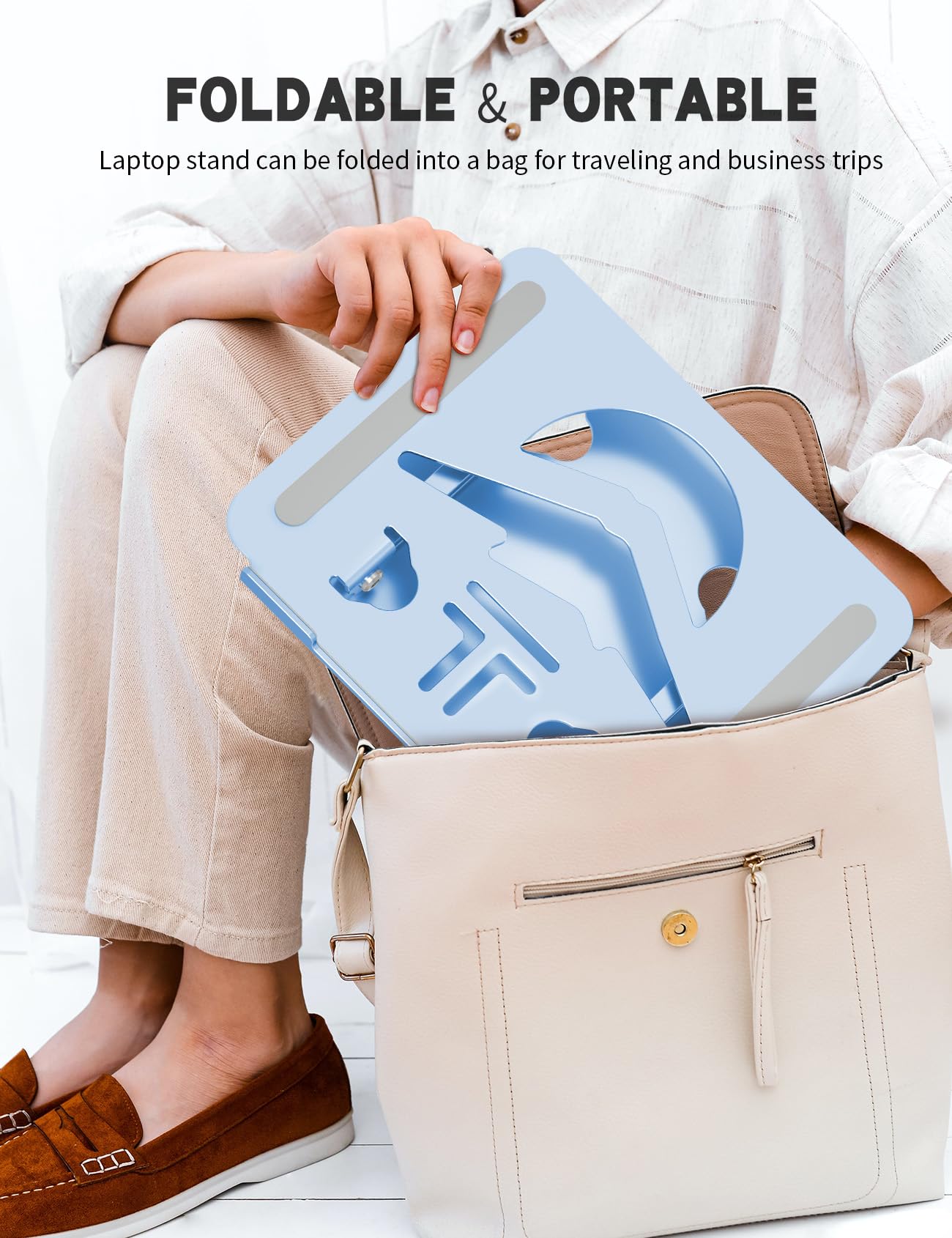 Soporte ajustable para computadora portátil, ergonómico, plegable y portátil, para disipador de calor, se adapta a portátiles de hasta 15.6 pulgadas (azul diamante)