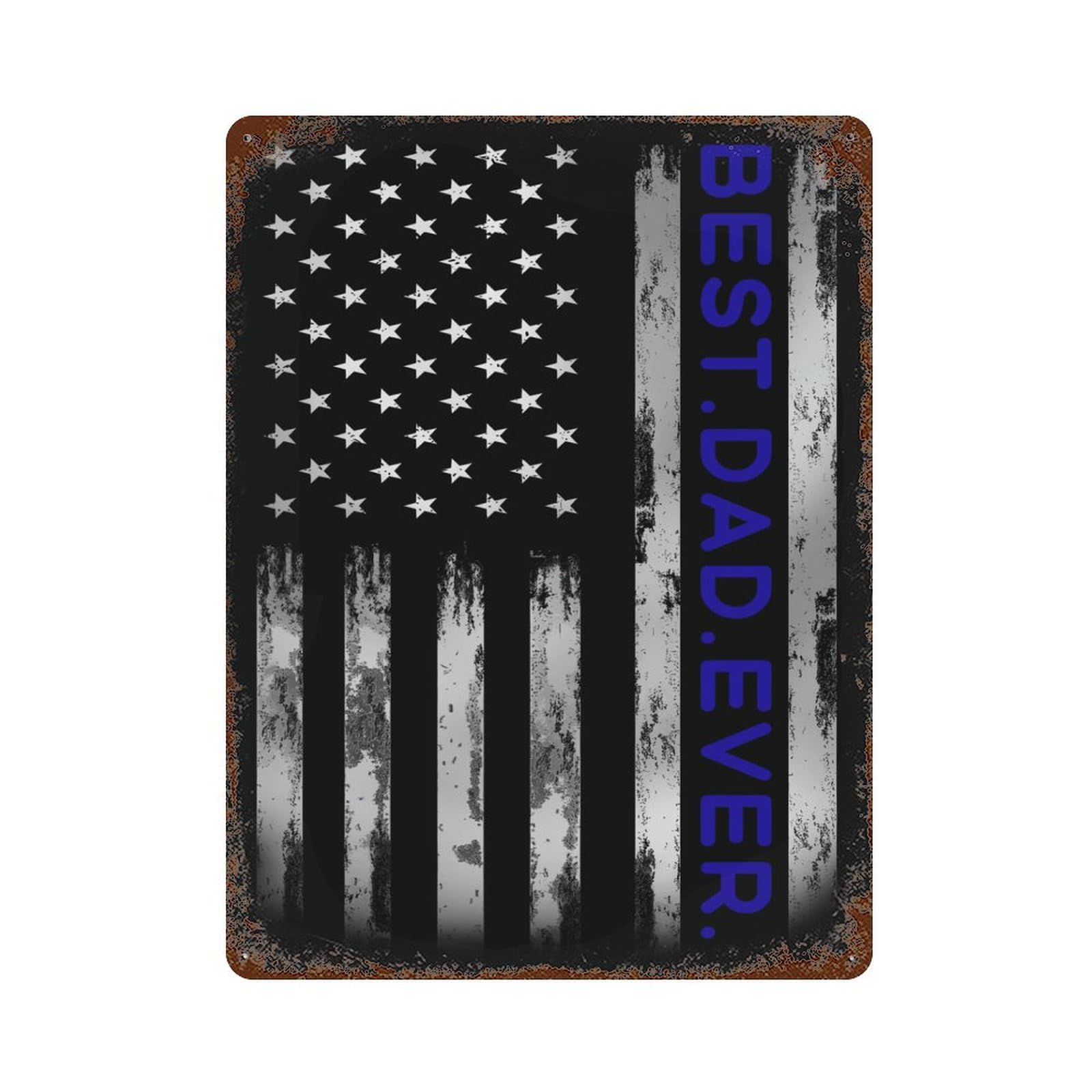 KWQDOZF Vintage Best Dad Ever America Flag Theme Metal Tin Sign,Vintage Iron Hanging Plate Vertical with Rust Poster Wall Decor 12x16inch