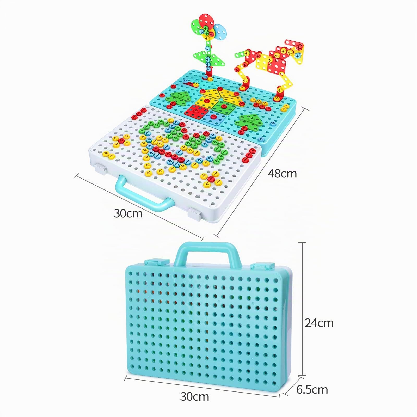 Beinhome 316 ST Mosaik Steckspiel Montessori Spielzeug 3D Puzzle mit Bohrmaschine, Schrauben, Kreatives Spielzeug Kinder ab 3 4 5 Jahre als Pädagogisches Kinderspielzeug Lernspielzeug