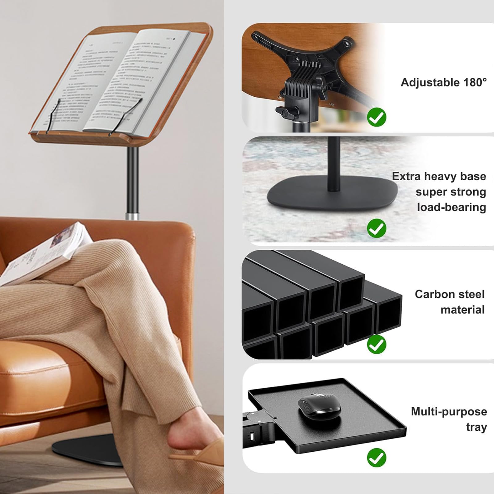 Stehpult, Verstellbarer Buchständer Standing Desk Höhenverstellbarer 80-130 cm Beweglicher Computertisch Mobile Notenständer Tisch Projector Stand Tragbarer Podiumständer für Schule, Büro, Kirche