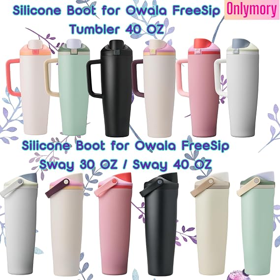 [2-Pack] Silicone Boot for Owala Sway FreeSip 30oz & 40oz Bottle - Non-Slip Protective Sleeve, Shockproof Base Cover, Perfect Fit for Owala Free Sip Bottom Protector (Light Pink)
