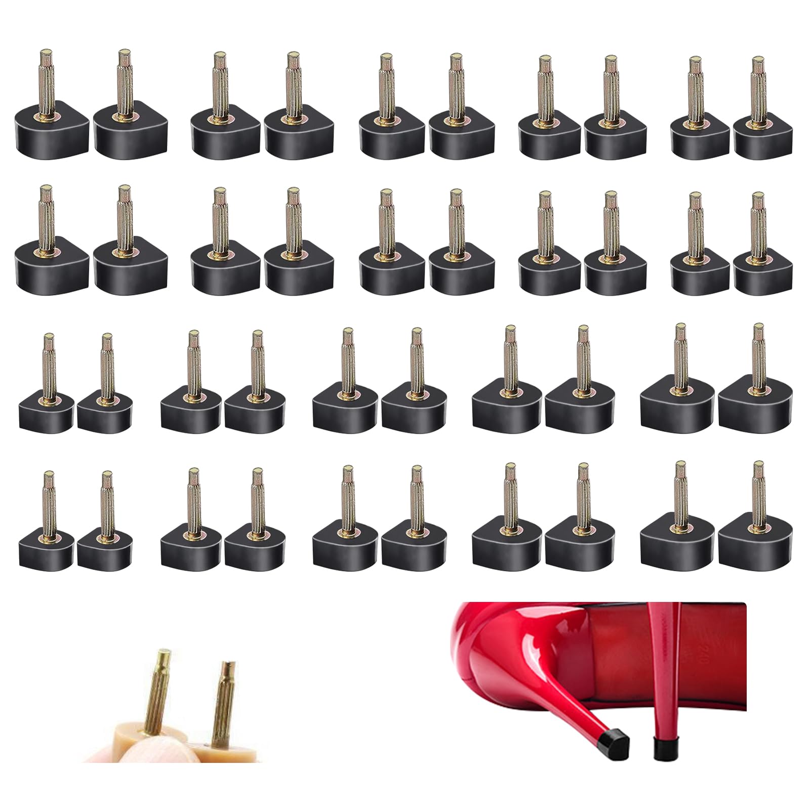 High Heel Shoes Replacement Tips Shoe Repair Stiletto Caps Heel Protector Dowels Women's U-Shape High Heel Covers (20 Pairs U Shape-Black, 5 Size)
