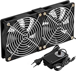 240mm PC Lüfter, 2x120mm Gehäuselüfter 12V PC-Lüfter mit Netzstecker & stufenlosem Drehzahlregler, 2700 RPM, Leiser Leistungsstarker PC Fans für Computer, Server, TV,Gaming-PC,AV Kabine,Router
