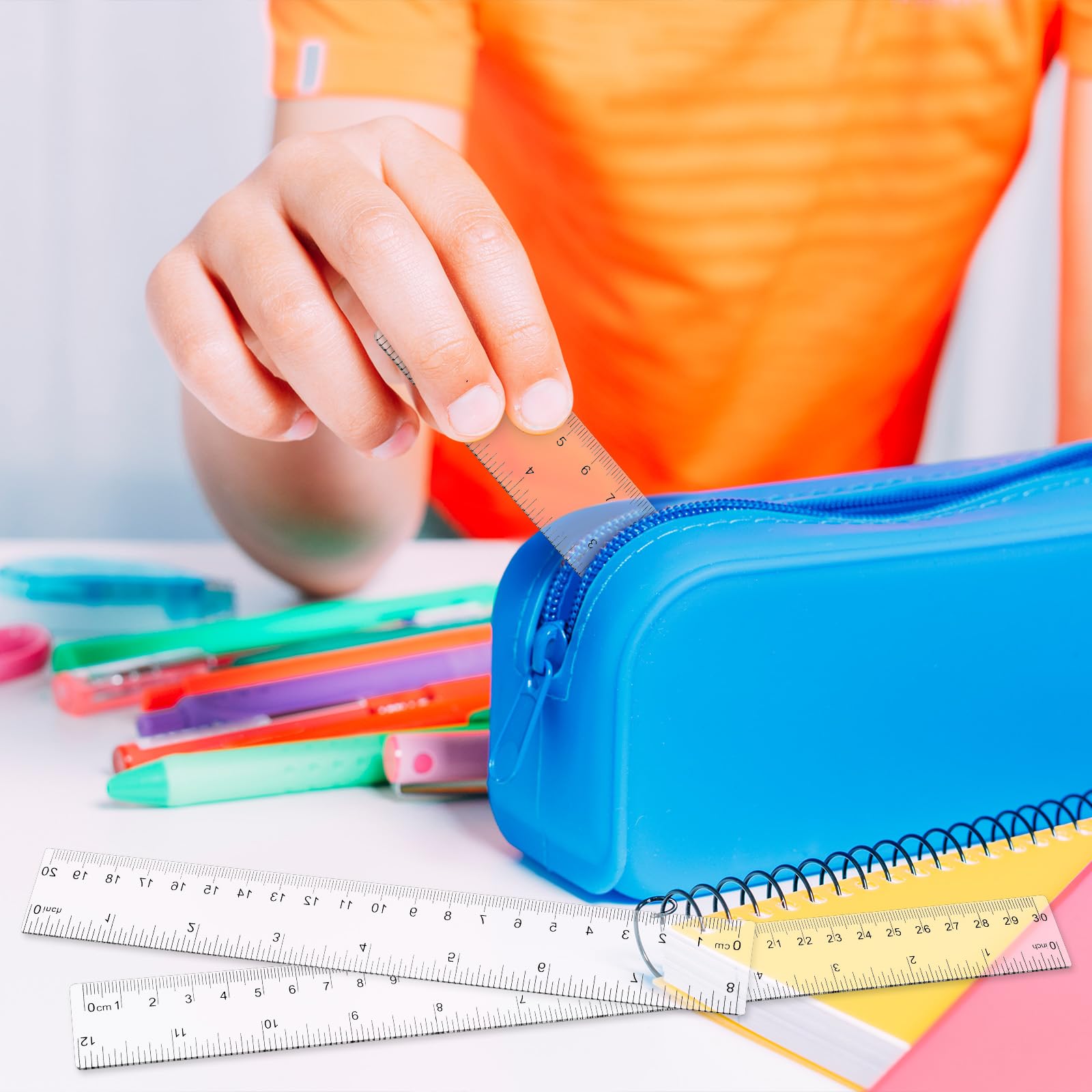 3 Pack 6 Inch 8 Inch 12 Inch Ruler Clear 3 Size Small Ruler Plastic Straight Rulers with Centimeters and Inches, Shatterproof Measuring Tools for School, Office and Home - Image 7