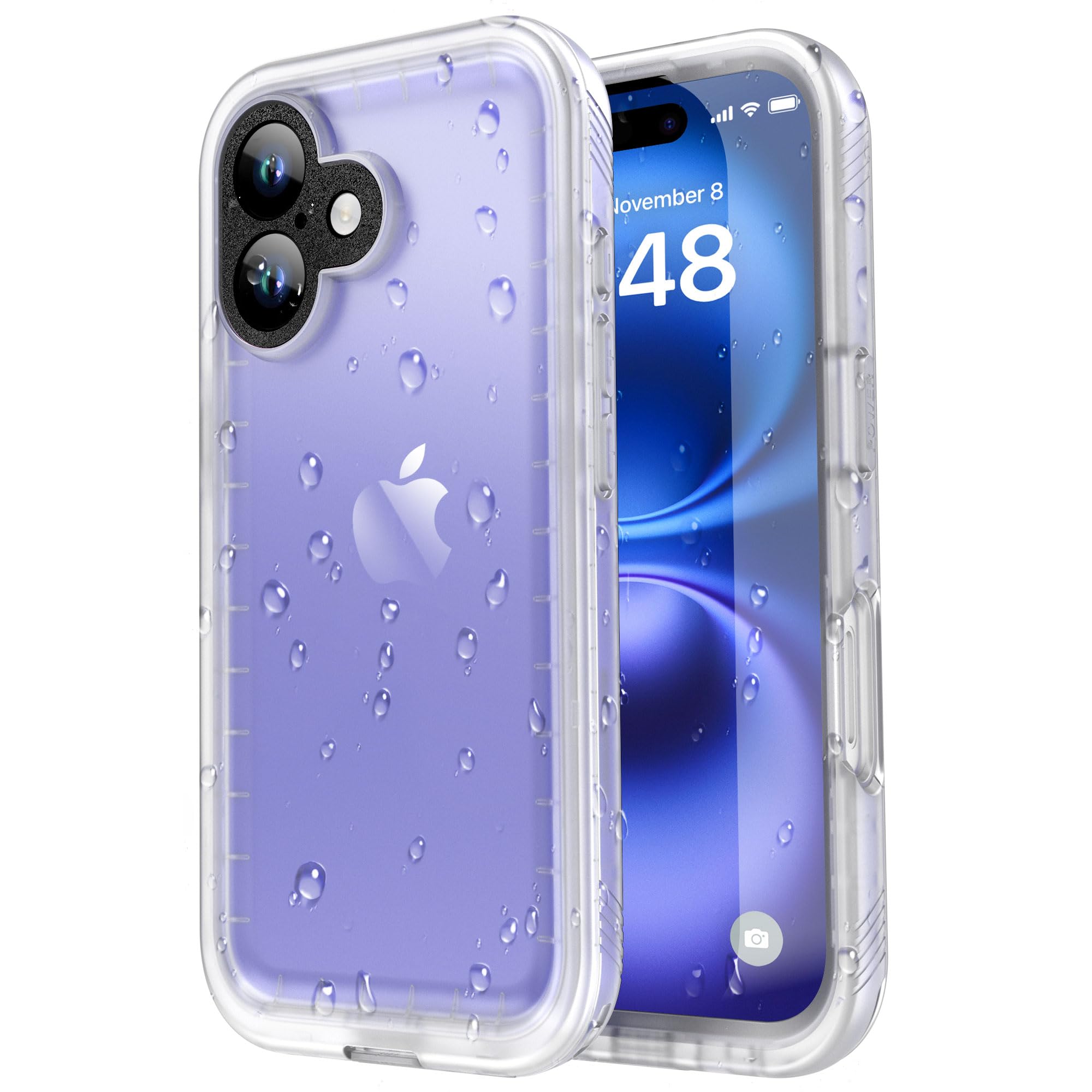 SPORTLINK for iPhone 16 Waterproof Case, Frosted Clear | Military-Grade Heavy-Duty 360° F…