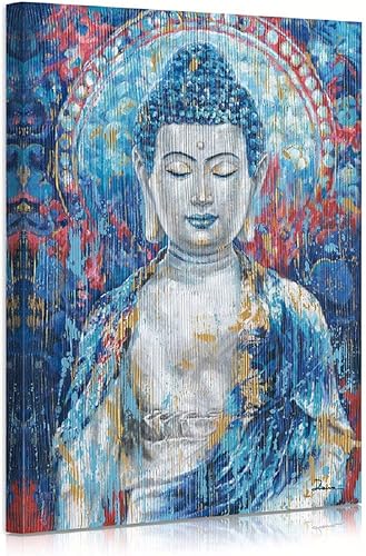 Miniatura 6 de ATELIYISHU Lienzo artístico de Buda para pared de sala de estar, arte de pared de Buda zen, impresiones de Buda verde azulado sobre lienzo giclée,