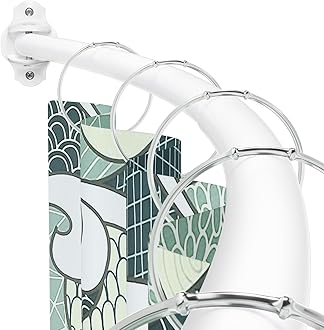 Curved Shower Curtain Rod, Adjustable 40-72 inches Extra Wide Curved Shower Rods for Bathroom, Rust proof Shower Rod, Stainless Steel Curved Curtain Rod for Shower, Bathtub, White