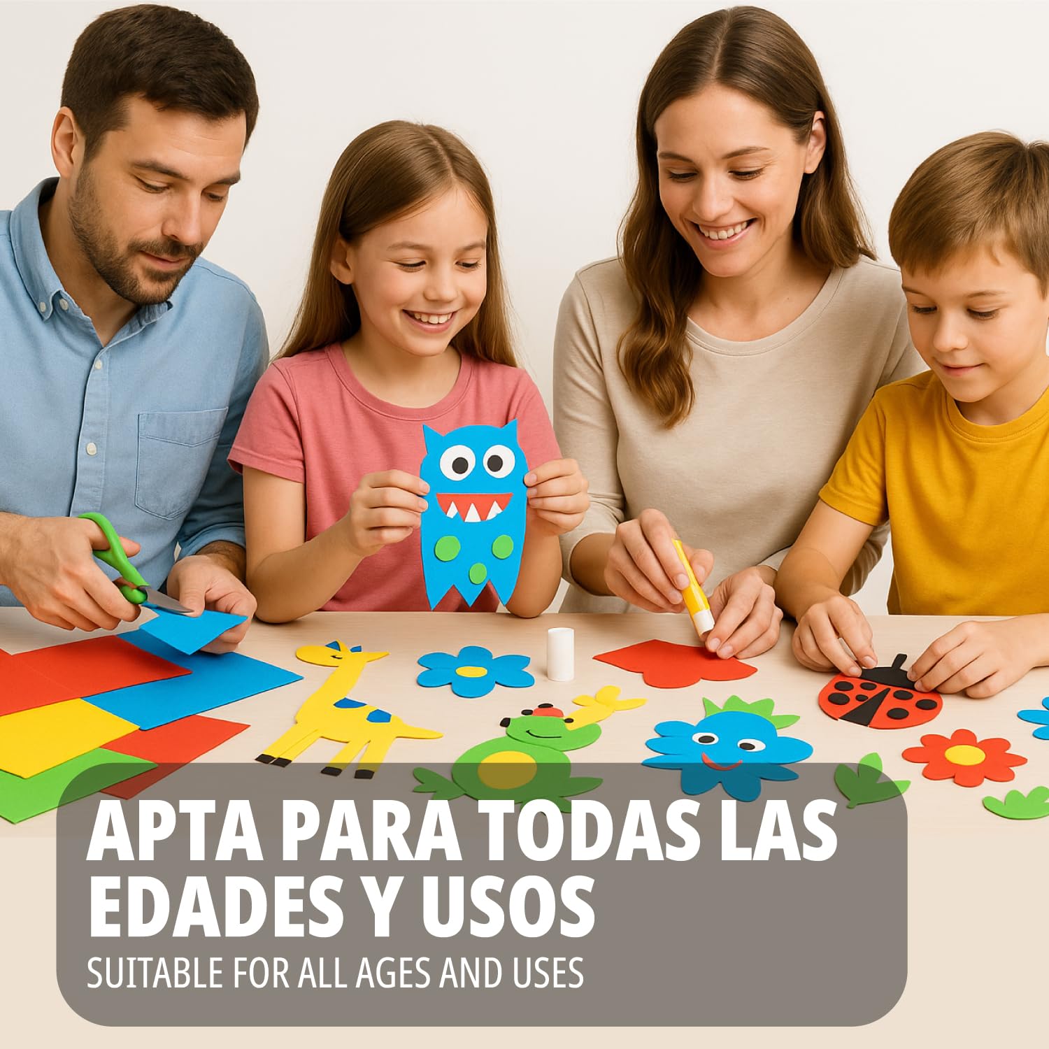 OFITURIA Pack 100 Hojas de Goma Eva, Tamaño 20x30cm, 10 Colores Básicos Surtidos Ideales para Proyectos Creativos, Manualidades, Uso Escolar o Profesional, Foamy EVA (Surtido Clásicos)