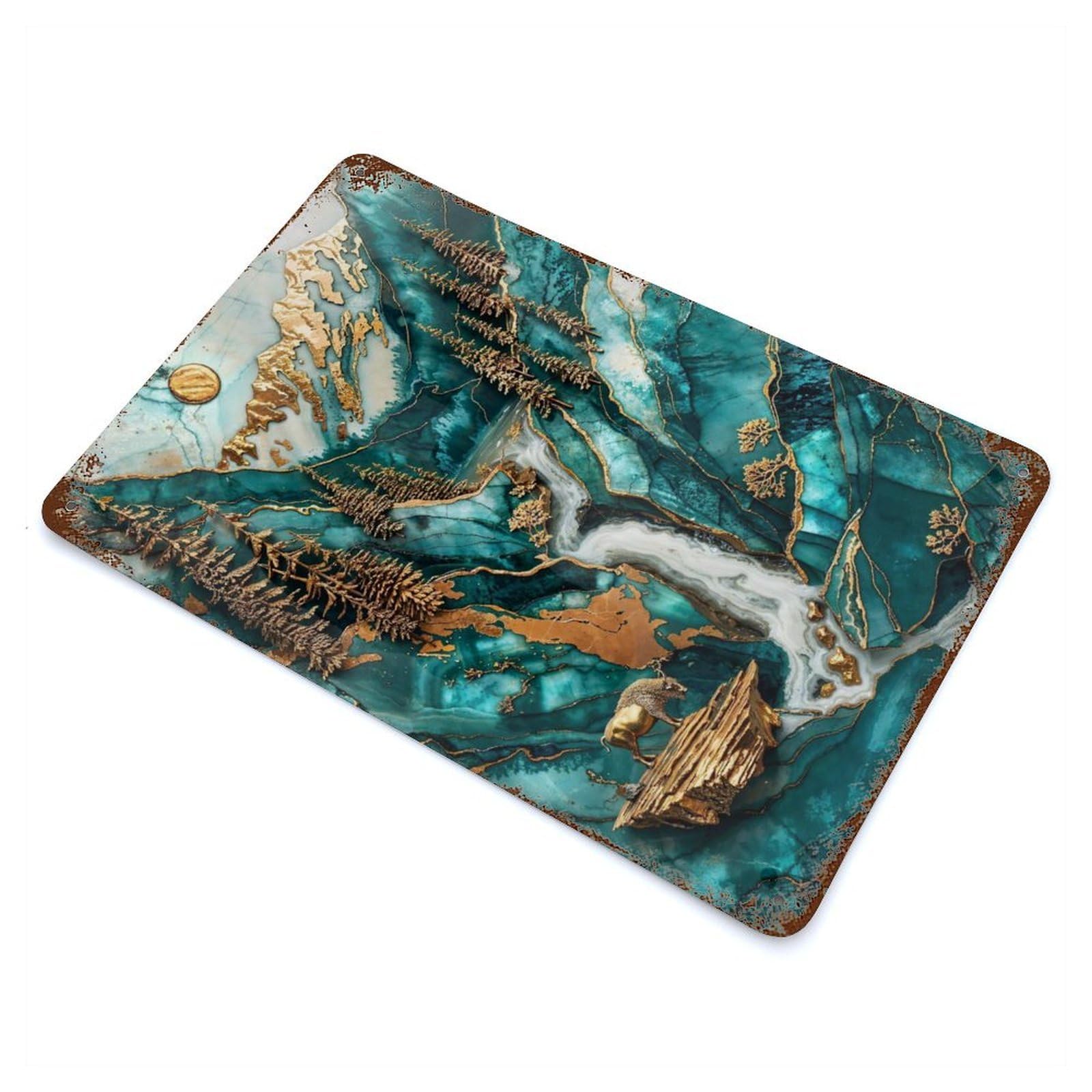 Yellowstone River Kintsugi Decorative Tin Sign 11.8"x7.9", Retro Wall Decor for Basement, Hobby Room And Garage Decor