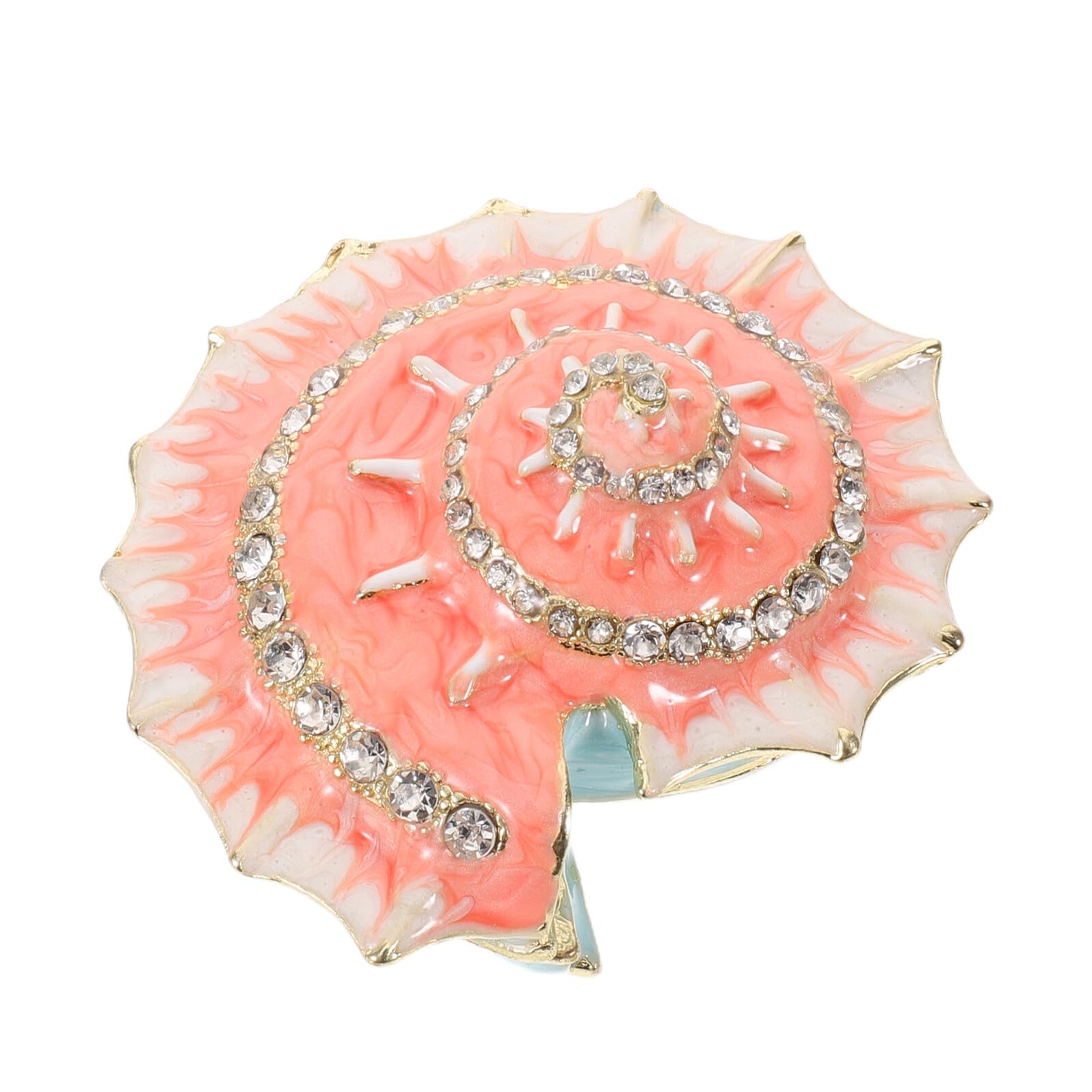 Mini Coffret à Bijoux Coquillage Émaillée Orange Rangement Bagues Décoration Bureau Étagère