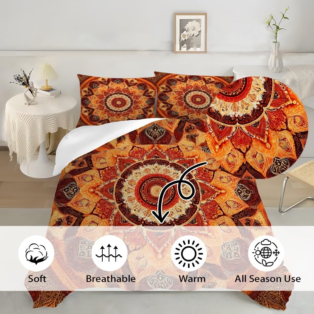 Copripiumino 155x200 cm Colore Arancione 3 pezzi, microfibra ipoallergenica