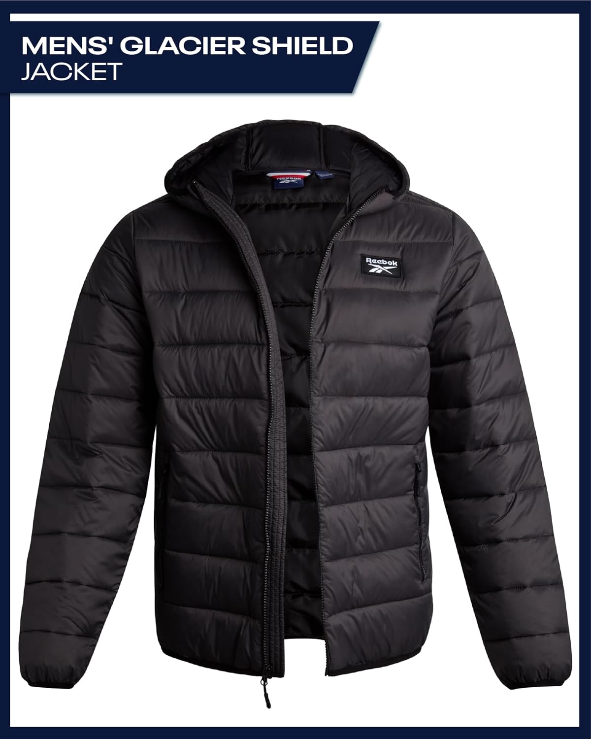 Reebok Mens Puffer Jacket - Lightweight Quilted Glacier Shield Plus Size Puffer Jackets for Men - Insulated Mens Winter Coats - Image 2