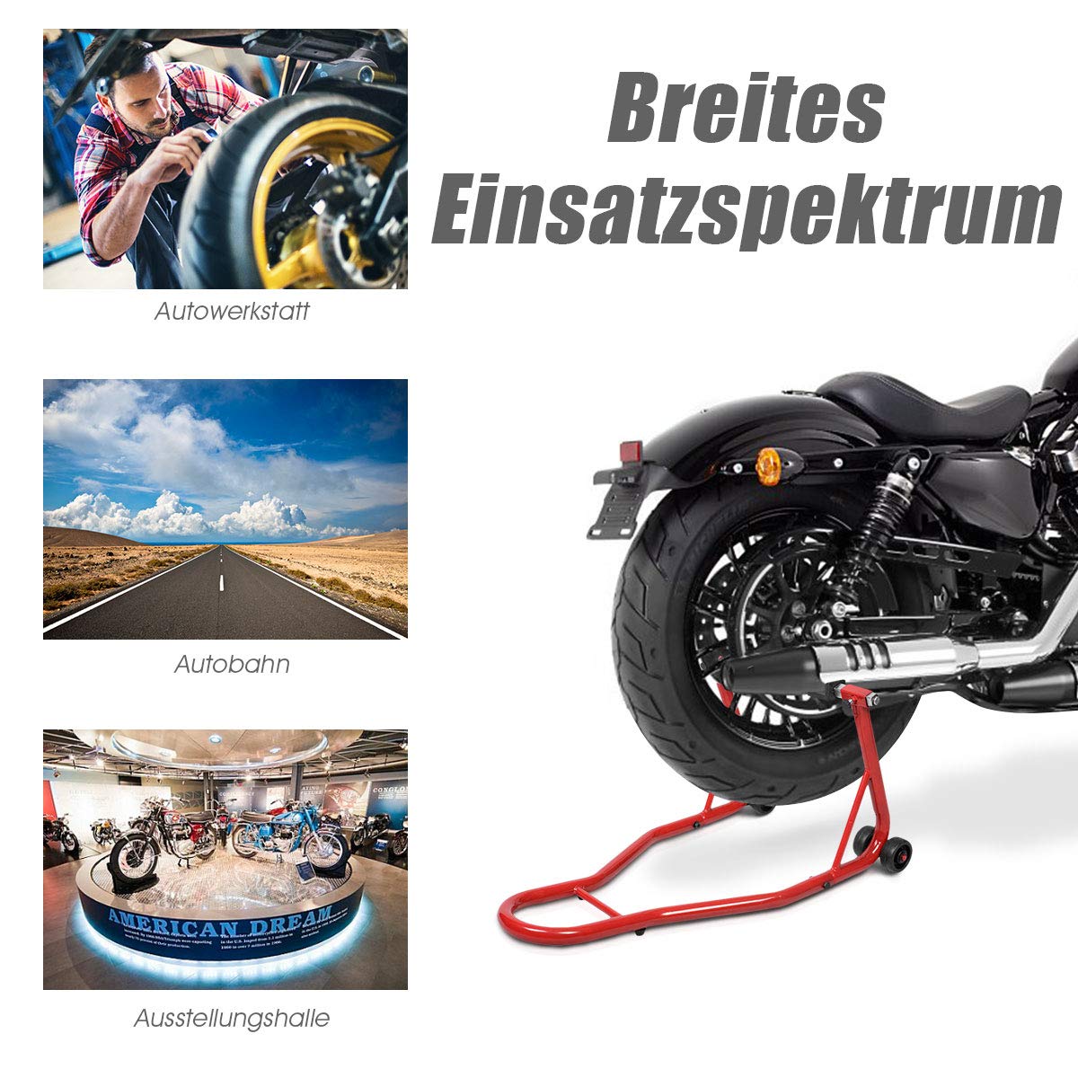 GOPLUS Motorradständer Hinten, Montageständer Farbwahl, Motorradhalter Hinterradständer Radständer Radhalter für Hinterrad (Rot)