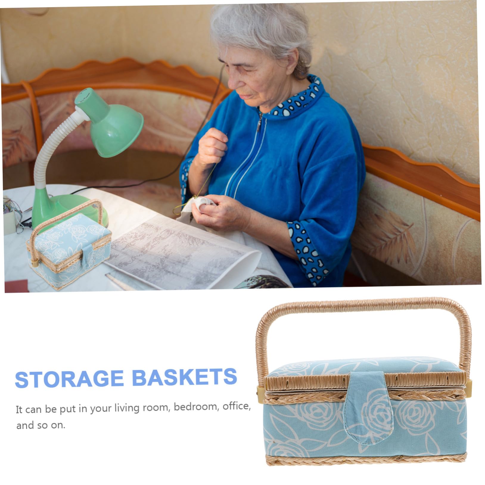 ULTECHNOVO Caja Organizadora para Herramientas de Costura y Bordado Diseño Portátil y Capacidad Amplia Hecha de Resistente para Almacenar Agujas Hilos y Accesorios con Motivo de Rosa