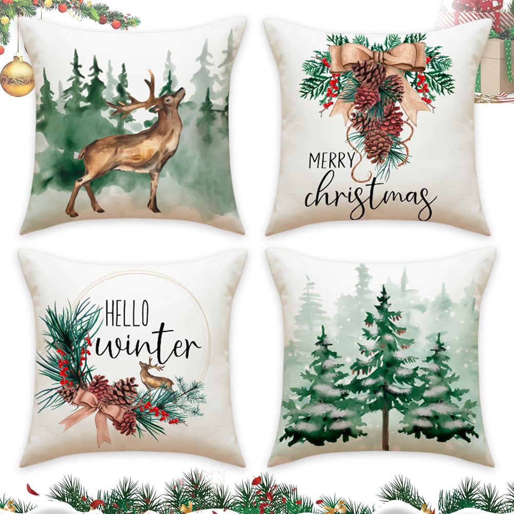 Mifklmv G Merry Christmas Cushion Cover Xmas Pillow Cover Santa Claus Snowman Silver White Winter Cushion Covers Soft Plush Christmas Throw Pillow Covers Cases For Xmas Decor Bedroom Home Sofa Decorations