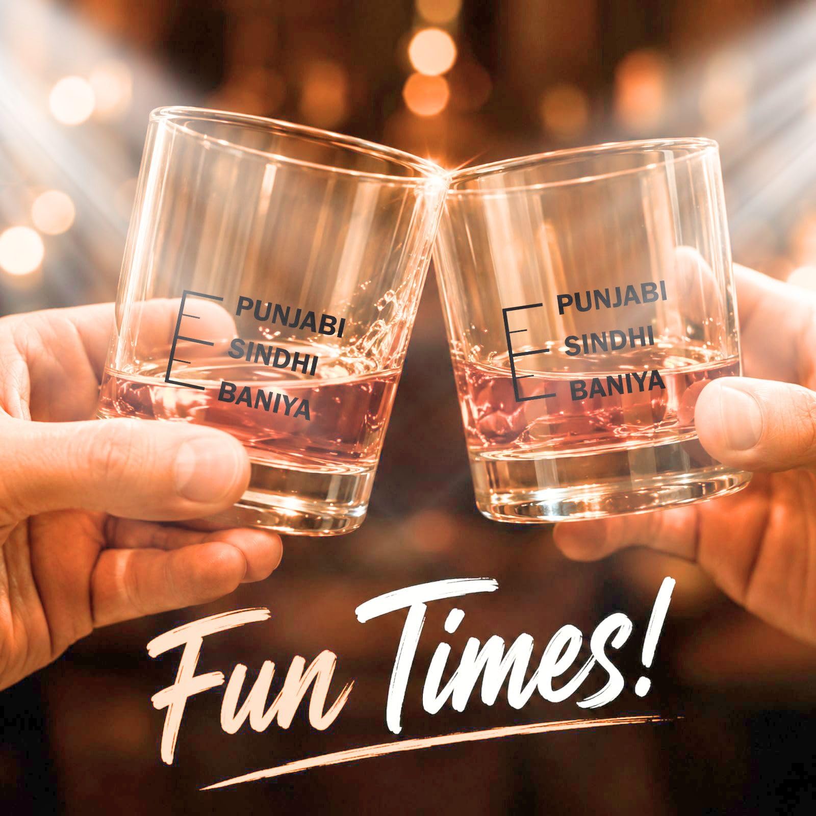 Nutcase Designer Whiskey Glasses for Men Liquor Glass - Fun Anniversary Birthday Gift Funny Gifts for Husband Bf (PANJABI, Sindhi, BANIYA) 4