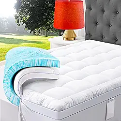 ABENE Colchão de espuma viscoelástica de camada dupla de 10,14 cm, 5 cm, espuma viscoelástica de gel refrescante, mais 5 cm de penas, almofada alternativa para colchão com bolso de cabeceira, suporte macio para alívio da dor nas costas