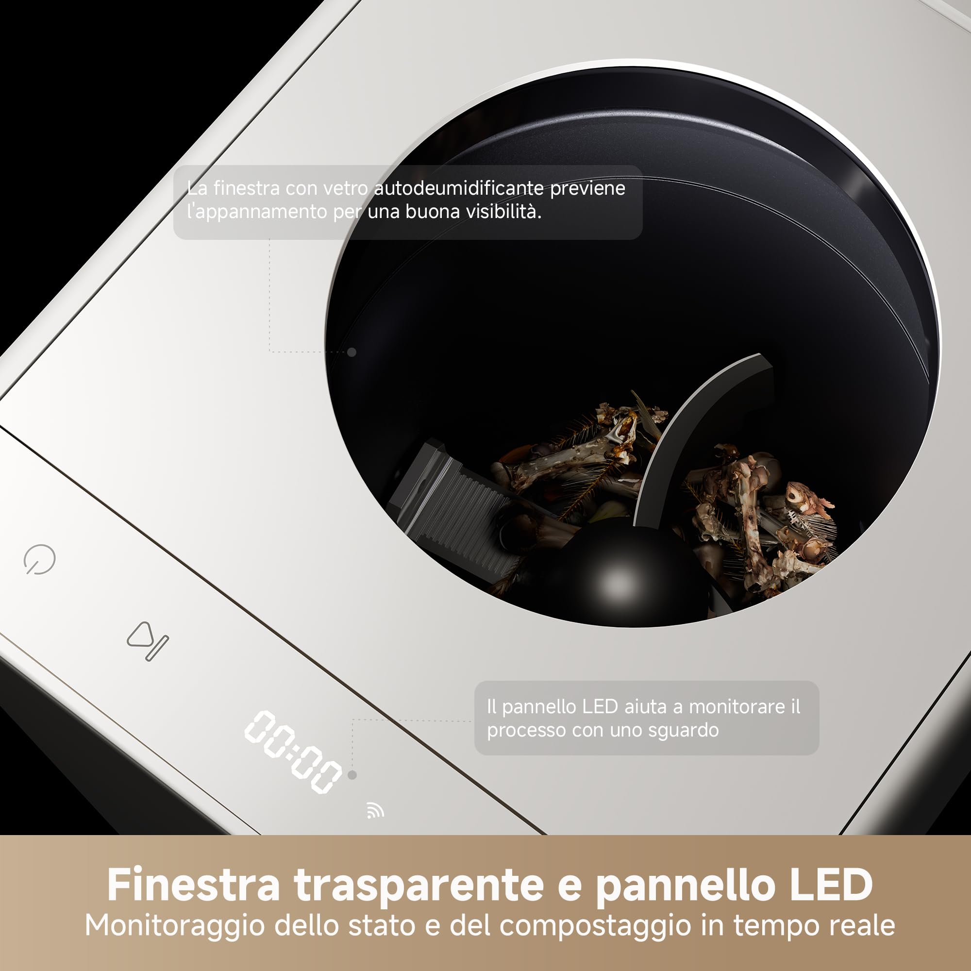 DREAME SF25 WiFi Tritarifiuti, Controllo Smart tramite App, Sistema tripla Lama, Filtro Carbone Lavabile, Controllo Odori, Capacità 2,5 L, Autopulizia ad Alta Temperatura, Design Compatto e Silenzioso