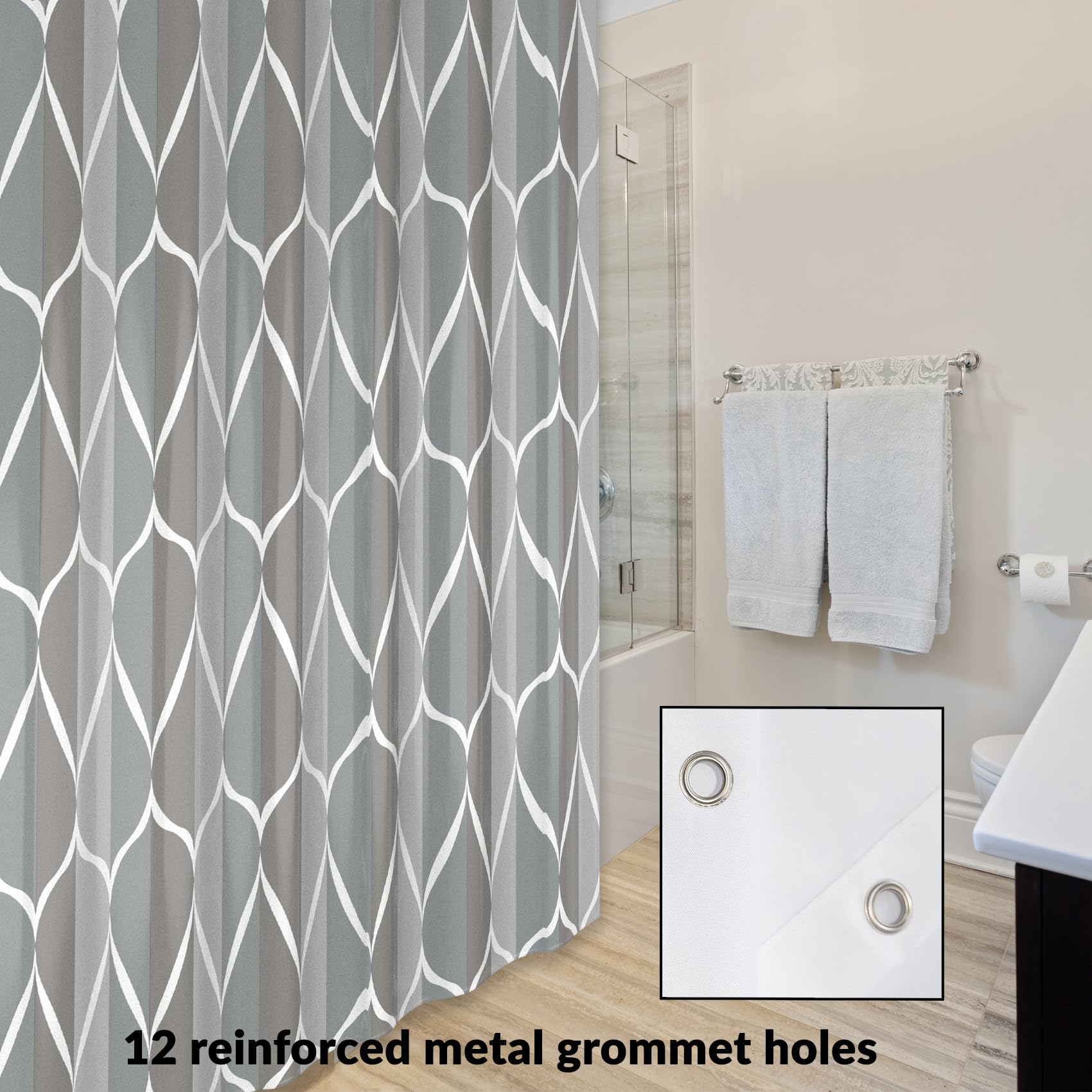 MCCKTIU Grey Fabric Shower Curtain, Waterproof Shower Curtains W 72 x H ...