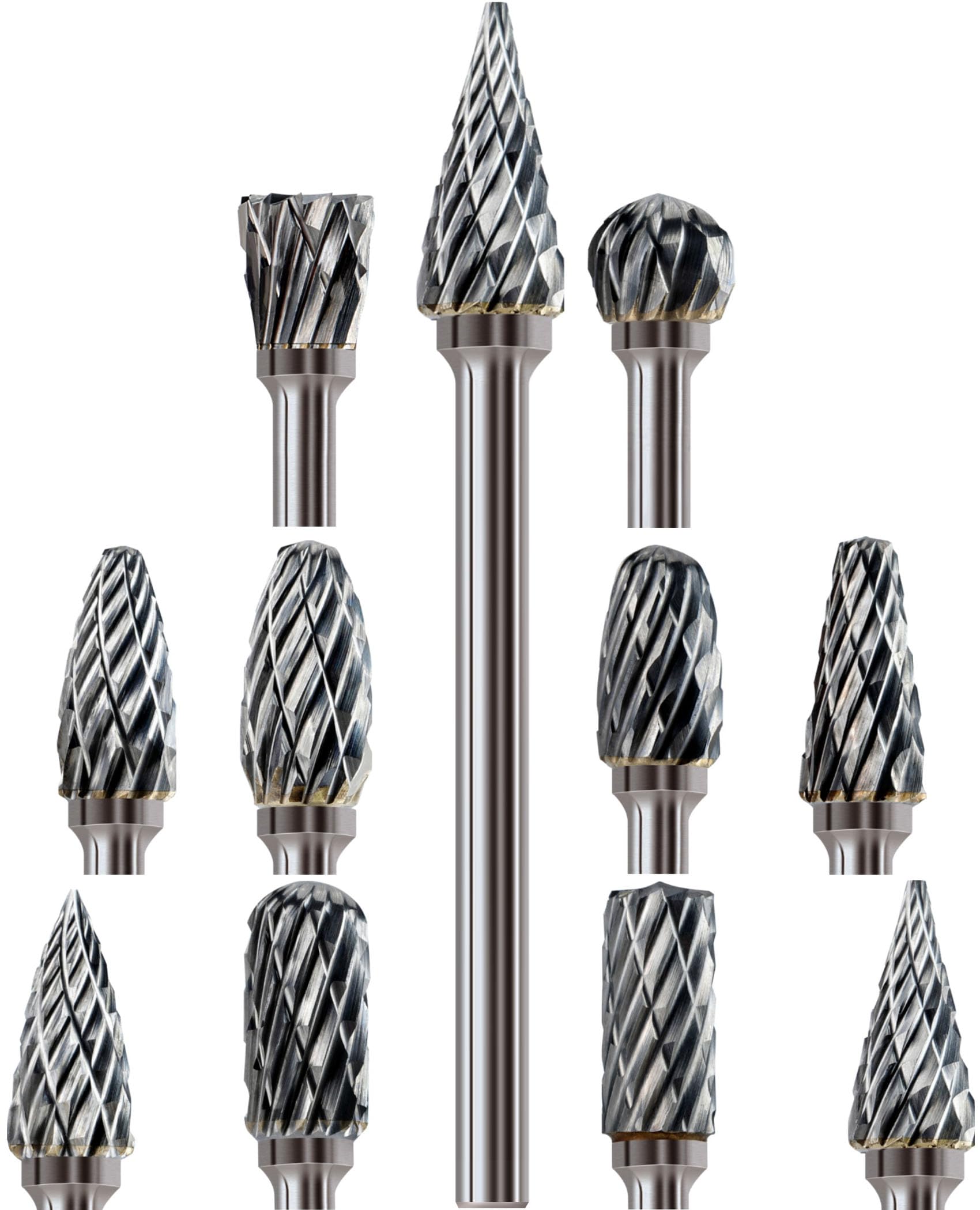 10Pcs 1/8" Shank Carbide Burr Bits Compatible with Dremel w/Beech Holder Bits Metal Grinding Bits Steel Wood Stone Carving Cutting Engraving Grinder Kit Attachment Rotary Tool Accessories Set