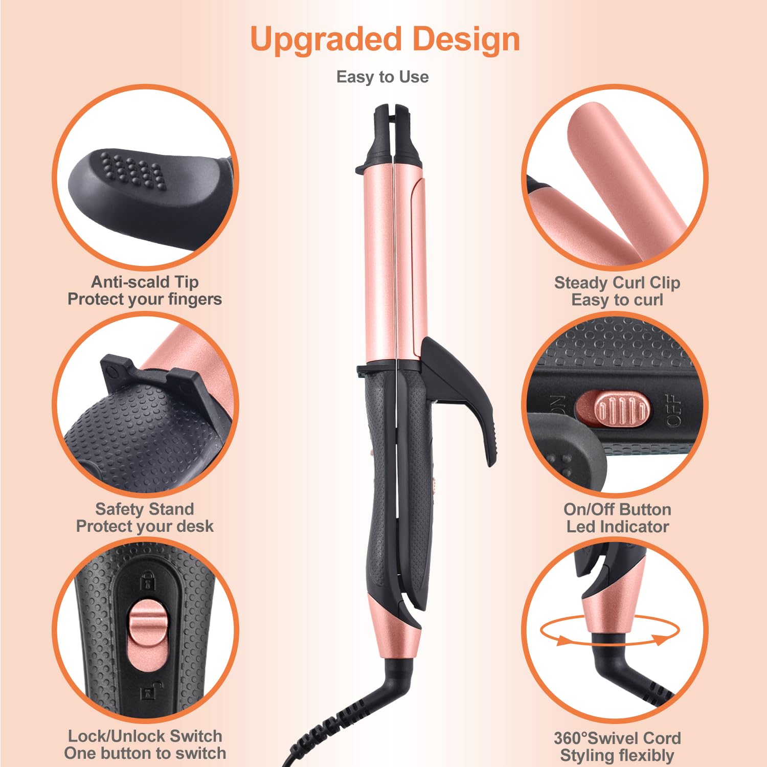 2 in 1 Hair Straightener and Curler, 1 Inch Ceramic Flat Iron & Curling Iron Combo, Mini Travel Dual Voltage 100‑240V, Fast PTC Heating, 360° Swivel Cord, Heat‑Resistant Travel Pouch, Rose Gold