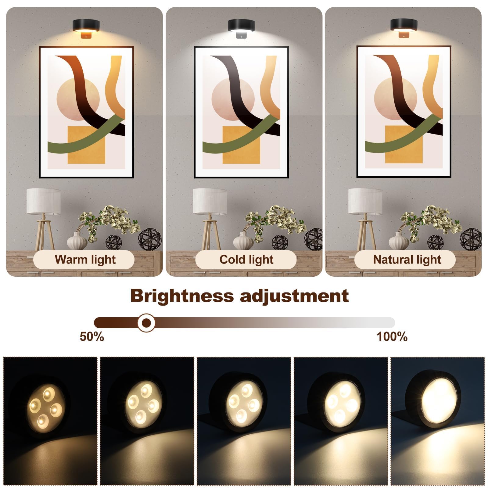 TTQ 4 luci magnetiche per quadri, funzionamento a batteria, con telecomando e timer dimmerabile, luce nera senza fili, decorazione per pareti, cornici e ritratti