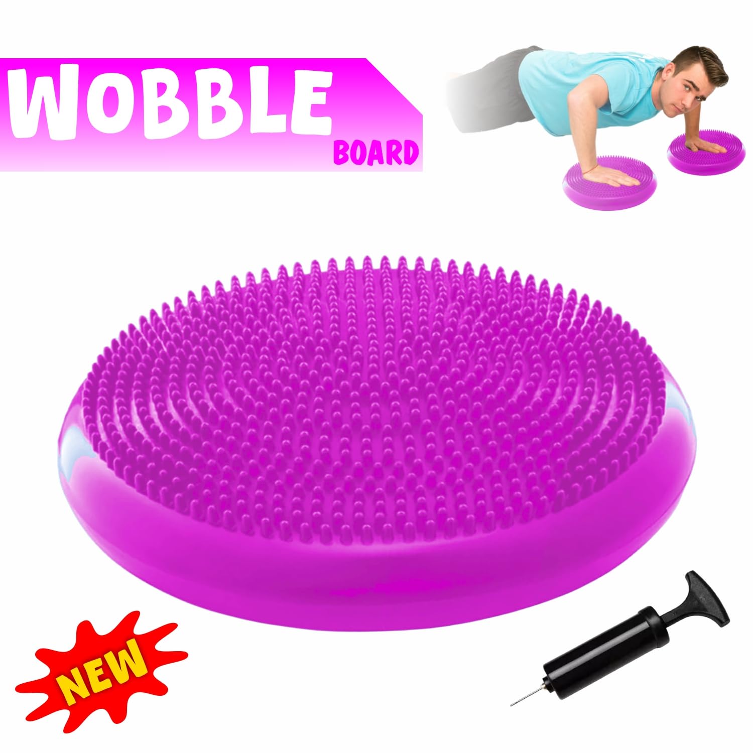 Wobble Plate Air Stability Wobble Cushion Inflatable Balance Cushion Board with Improved Hand Pump for Core Training Agility - Image 2