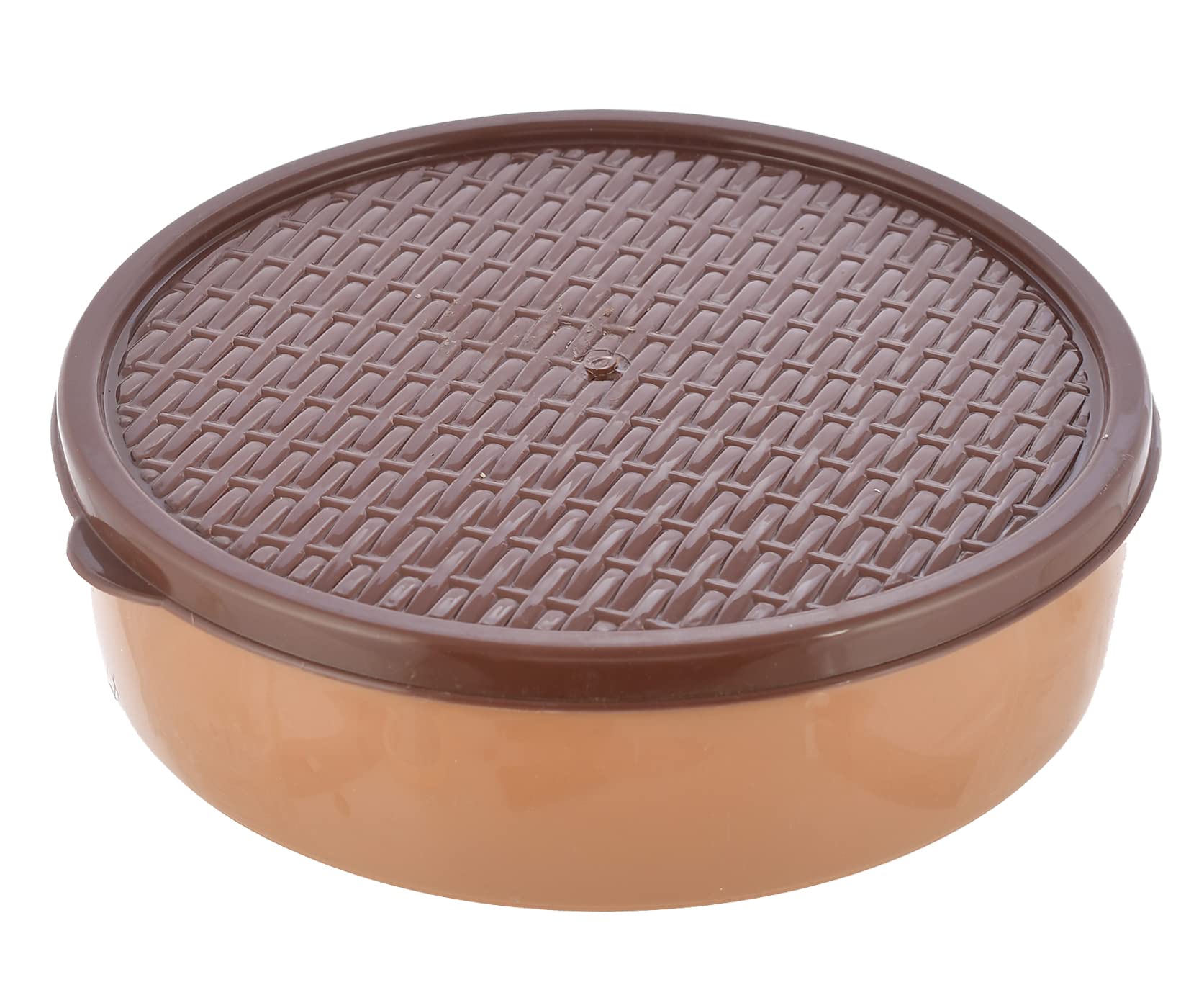 Kuber Industries Large Food Grade, Microwave Safe Plastic Masala Box, Spice Container with 6 Containers & 1 Spoon (Light Brown)-HS43KUBMART25900