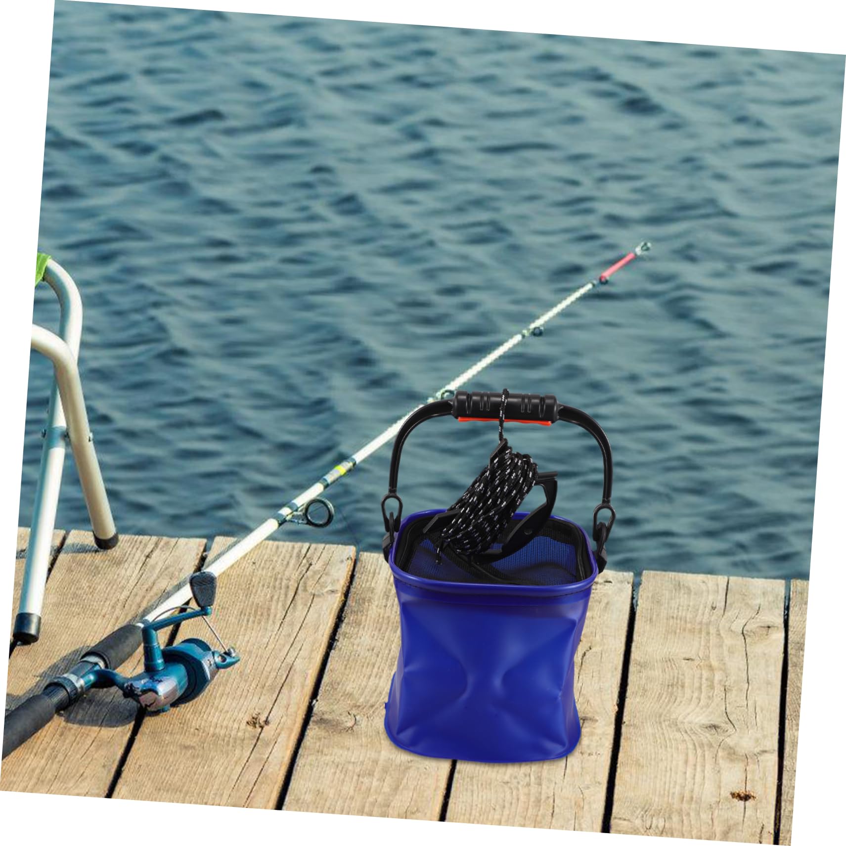 SUPVOX Secchio Leggero Design Pieghevole con Manico e Eva per Pesca in Viaggi e attività di Pesca All'aperto
