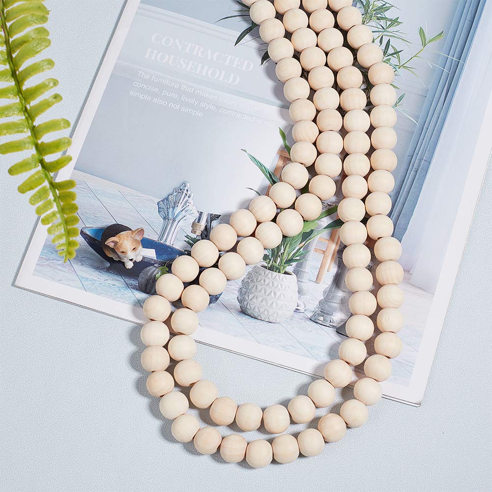 PH PandaHall 1140 cuentas de madera redondas naturales de 14 mm, cuentas espaciadoras de madera para manualidades, bricolaje y joyería