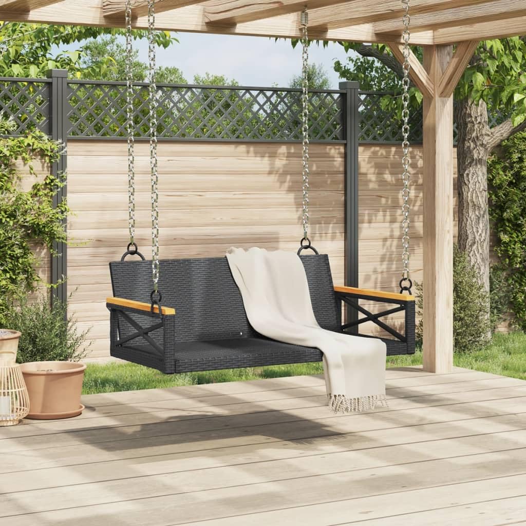 ShGaxin Banco Columpio de ratán sintético Negro 109x62x40 cm, Columpio Jardin Exterior, Balancin Jardin Exterior, Muebles Jardin Exterior, Balancin Balcon - 368152