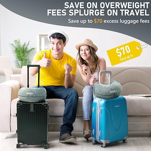 Miniatura 4 de EZ4UVOY Almohada para el cuello rellenable para viajes, para equipaje, ropa rellenable para almacenamiento adicional, bolsa de almacenamiento