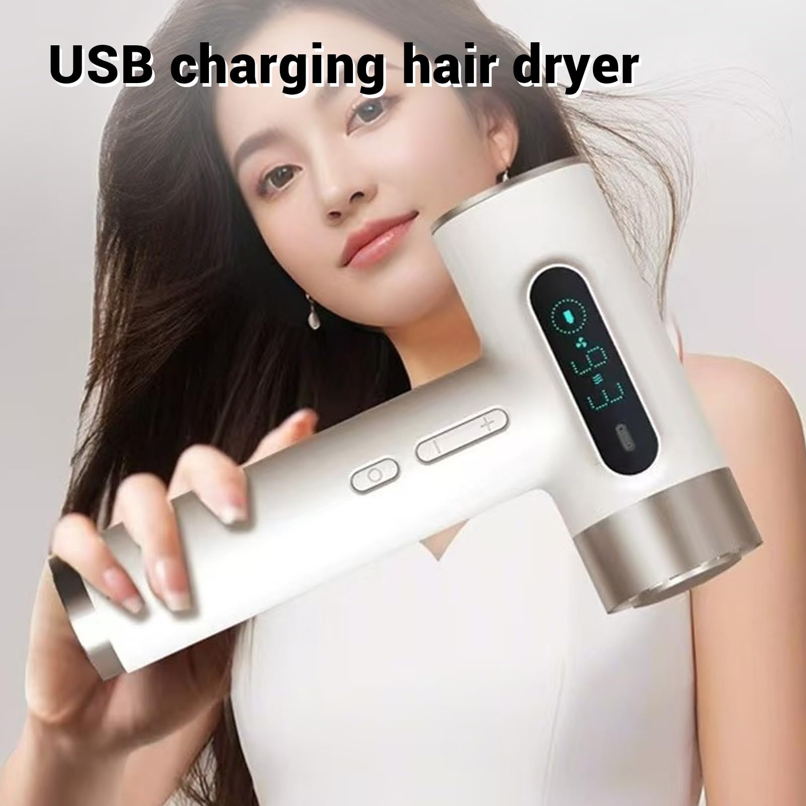 Kabelloser Haartrockner 300W Föhn, 100.000 U/min Tragbarer Reiseföhn mit 15600mAh Batterie, 3 Temperaturen 9 Geschwindigkeiten für Reisen Outdoor